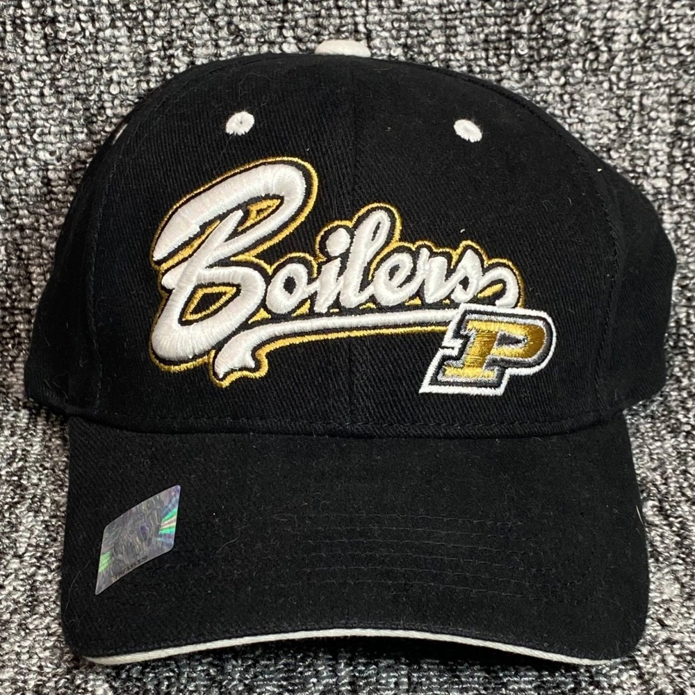 Vtg Captivating Headgear Purdue Boilermakers Strapback Hat Cap‎ NWT Black Gold